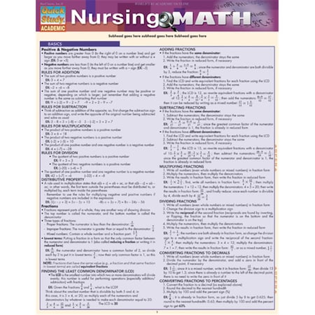 Barcharts Nursing Math Quickstudy Easel 9781423216544